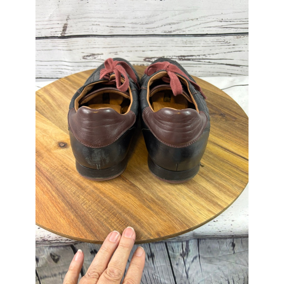 Men's Mezlan Black Quilted Leather Sneakers with Burgundy Laces, Size 14 - Picture 5 of 15